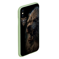 Чехол iPhone XS Max матовый Baldurs Gate 3 лого и оборотень, цвет: 3D-салатовый — фото 2