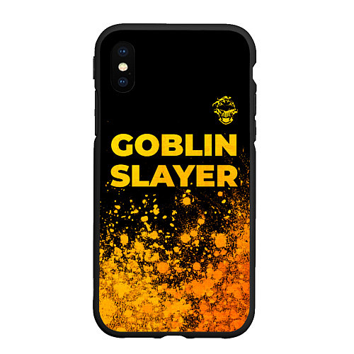 Чехол iPhone XS Max матовый Goblin Slayer - gold gradient: символ сверху / 3D-Черный – фото 1