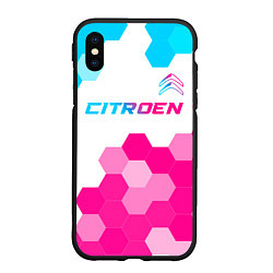 Чехол iPhone XS Max матовый Citroen neon gradient style: символ сверху