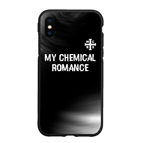 Чехол iPhone XS Max матовый My Chemical Romance glitch на темном фоне: символ / 3D-Черный – фото 1