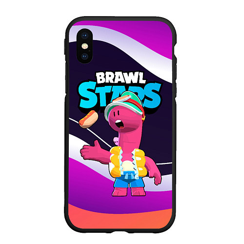 Чехол iPhone XS Max матовый Даг с хотдогом - Brawl Stars / 3D-Черный – фото 1