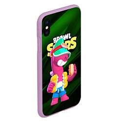 Чехол iPhone XS Max матовый Doug Brawl stars dark green, цвет: 3D-сиреневый — фото 2