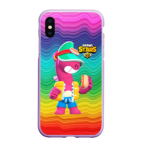 Чехол iPhone XS Max матовый Doug Brawl stars / 3D-Сиреневый – фото 1