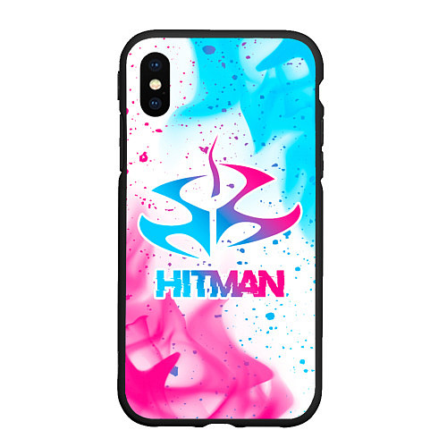 Чехол iPhone XS Max матовый Hitman neon gradient style / 3D-Черный – фото 1