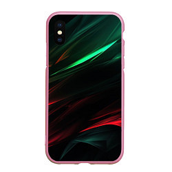 Чехол iPhone XS Max матовый Dark red and green, цвет: 3D-розовый