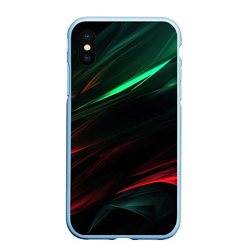 Чехол iPhone XS Max матовый Dark red and green / 3D-Голубой – фото 1