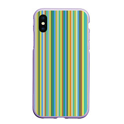 Чехол iPhone XS Max матовый Вертикальные разноцветные пполсы, цвет: 3D-светло-сиреневый
