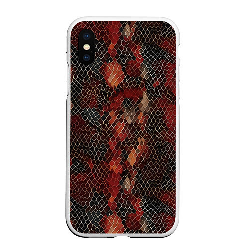 Чехол iPhone XS Max матовый Кожа змея / 3D-Белый – фото 1