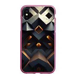 Чехол iPhone XS Max матовый Объемные конструкция, цвет: 3D-малиновый