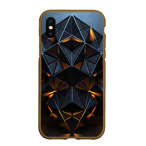 Чехол iPhone XS Max матовый Объемные кубы / 3D-Коричневый – фото 1