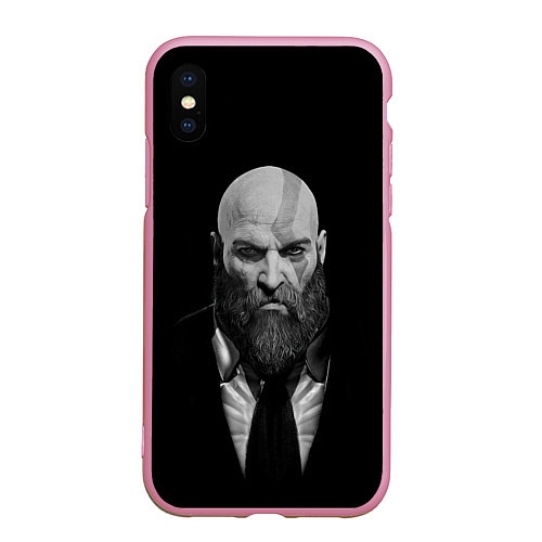 Чехол iPhone XS Max матовый Кратос в смокинге / 3D-Розовый – фото 1