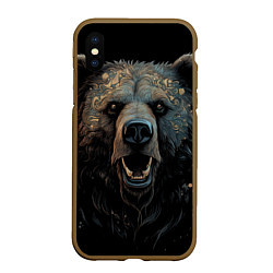 Чехол iPhone XS Max матовый Мощный медведь, цвет: 3D-коричневый