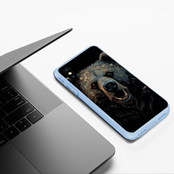 Чехол iPhone XS Max матовый Мощный медведь, цвет: 3D-голубой — фото 2