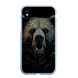 Чехол iPhone XS Max матовый Мощный медведь, цвет: 3D-голубой