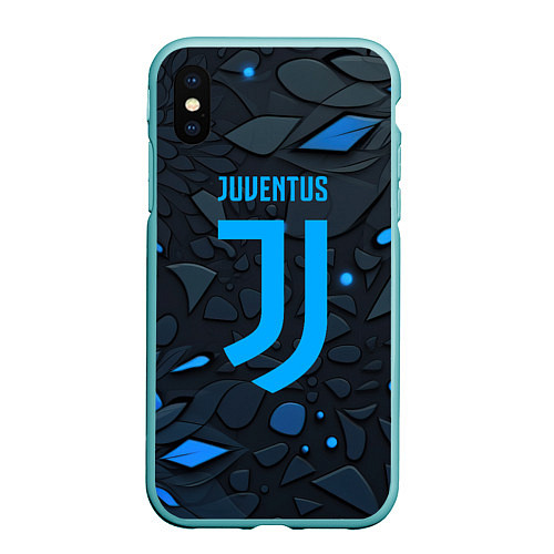 Чехол iPhone XS Max матовый Juventus blue logo / 3D-Мятный – фото 1