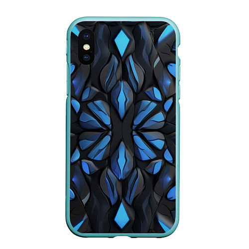 Чехол iPhone XS Max матовый Синие объемные узоры / 3D-Мятный – фото 1