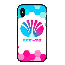 Чехол iPhone XS Max матовый Daewoo neon gradient style, цвет: 3D-черный