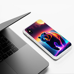 Чехол iPhone XS Max матовый Люминесцентный медведь гризли, цвет: 3D-белый — фото 2