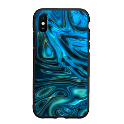 Чехол iPhone XS Max матовый Абстракция плазма сине-голубой, цвет: 3D-черный