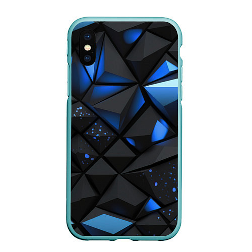 Чехол iPhone XS Max матовый Blue black texture / 3D-Мятный – фото 1