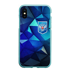 Чехол iPhone XS Max матовый Russia blue abstract, цвет: 3D-мятный