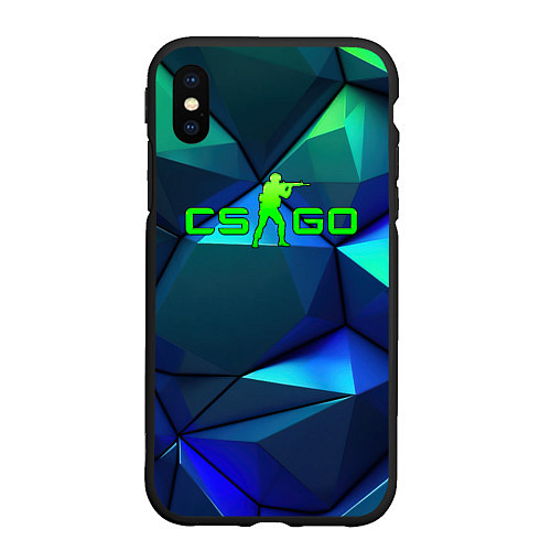 Чехол iPhone XS Max матовый CSGO blue green gradient / 3D-Черный – фото 1