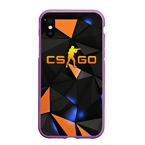 Чехол iPhone XS Max матовый CSGO orange style / 3D-Фиолетовый – фото 1