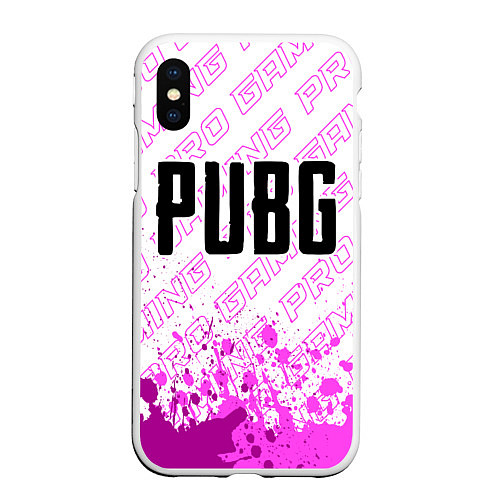 Чехол iPhone XS Max матовый PUBG pro gaming: символ сверху / 3D-Белый – фото 1