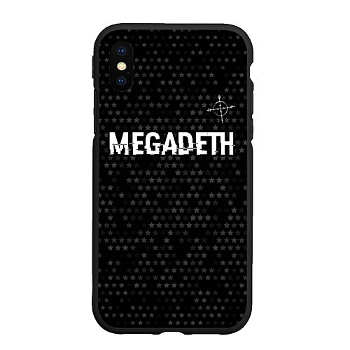 Чехол iPhone XS Max матовый Megadeth glitch на темном фоне: символ сверху / 3D-Черный – фото 1