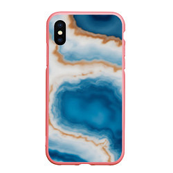 Чехол iPhone XS Max матовый Волна голубого агата, цвет: 3D-баблгам