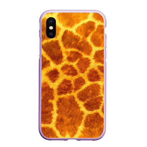 Чехол iPhone XS Max матовый Шкура жирафа - текстура / 3D-Сиреневый – фото 1