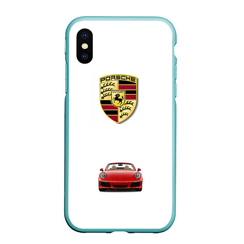 Чехол iPhone XS Max матовый Porsche car / 3D-Мятный – фото 1