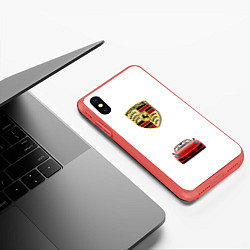 Чехол iPhone XS Max матовый Porsche car, цвет: 3D-красный — фото 2
