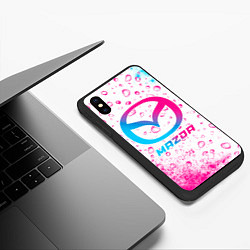 Чехол iPhone XS Max матовый Mazda neon gradient style, цвет: 3D-черный — фото 2