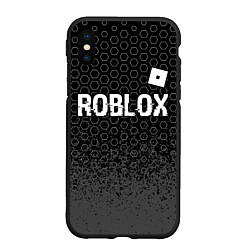 Чехол iPhone XS Max матовый Roblox glitch на темном фоне: символ сверху, цвет: 3D-черный