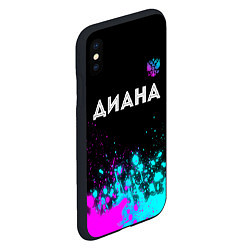 Чехол iPhone XS Max матовый Диана и неоновый герб России: символ сверху, цвет: 3D-черный — фото 2