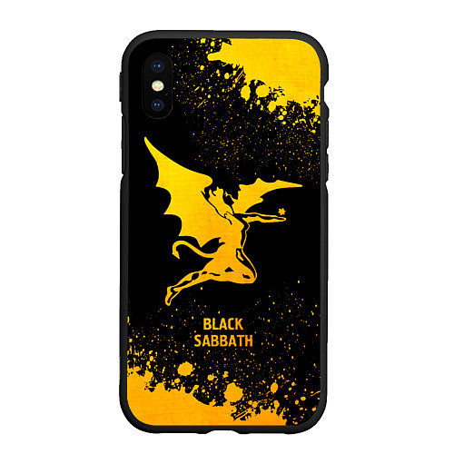 Чехол iPhone XS Max матовый Black Sabbath - gold gradient / 3D-Черный – фото 1