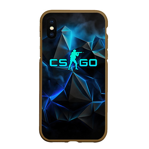 Чехол iPhone XS Max матовый CSGO neon style logo / 3D-Коричневый – фото 1