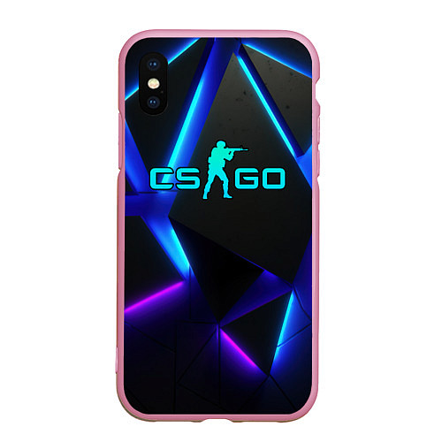 Чехол iPhone XS Max матовый CSGO neon geometry / 3D-Розовый – фото 1