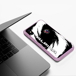 Чехол iPhone XS Max матовый Alpina - белые завихрения, цвет: 3D-сиреневый — фото 2