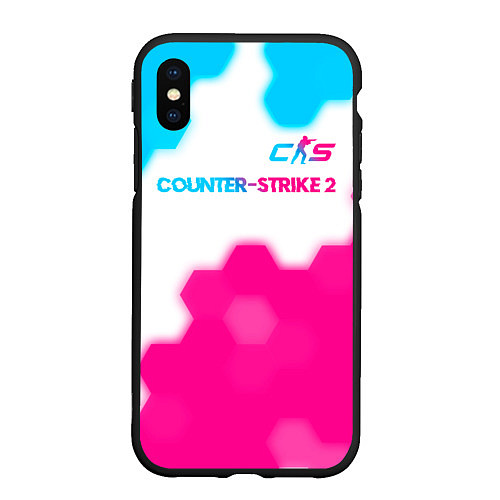 Чехол iPhone XS Max матовый Counter-Strike 2 neon gradient style: символ сверх / 3D-Черный – фото 1