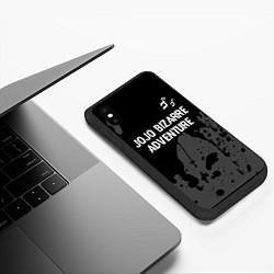 Чехол iPhone XS Max матовый JoJo Bizarre Adventure glitch на темном фоне: симв, цвет: 3D-черный — фото 2