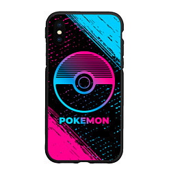 Чехол iPhone XS Max матовый Pokemon - neon gradient, цвет: 3D-черный