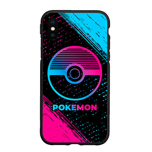 Чехол iPhone XS Max матовый Pokemon - neon gradient / 3D-Черный – фото 1