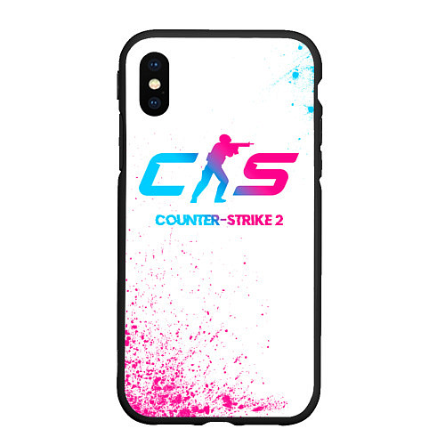 Чехол iPhone XS Max матовый Counter-Strike 2 neon gradient style / 3D-Черный – фото 1