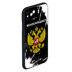 Чехол iPhone XS Max матовый Велосипедист из России и герб РФ, цвет: 3D-черный — фото 2