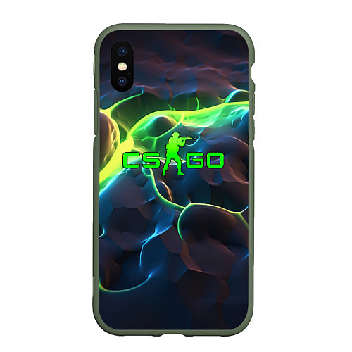 Чехол iPhone XS Max матовый CSGO green neon / 3D-Темно-зеленый – фото 1