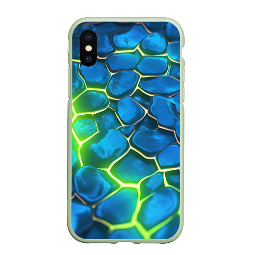Чехол iPhone XS Max матовый Green blue neon / 3D-Салатовый – фото 1