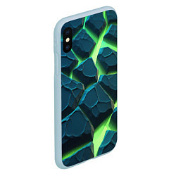 Чехол iPhone XS Max матовый Камни в неоне, цвет: 3D-голубой — фото 2