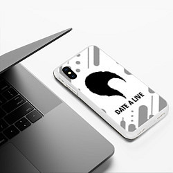 Чехол iPhone XS Max матовый Date A Live glitch на светлом фоне, цвет: 3D-белый — фото 2